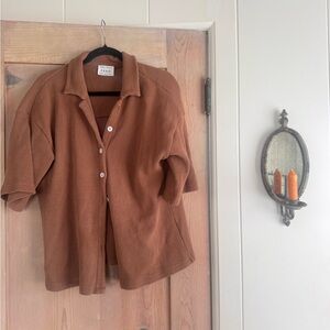 SABO Women's Waffle Knit Button-Up Cardigan - Brown